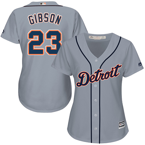Tigers #23 Kirk Gibson Grey Road Women's Stitched MLB Jersey